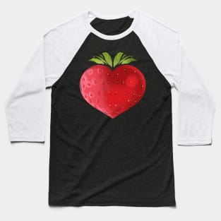 Strawberry In Heart Shape - Vegetarian - Go Vegan Baseball T-Shirt